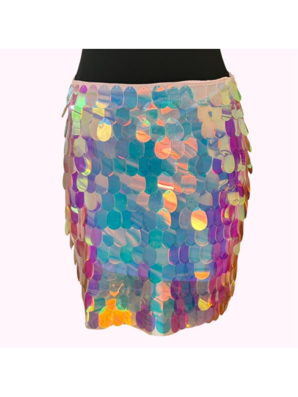 Blue B Pink Iridescent Sequin Mini Skirt Size Medium
